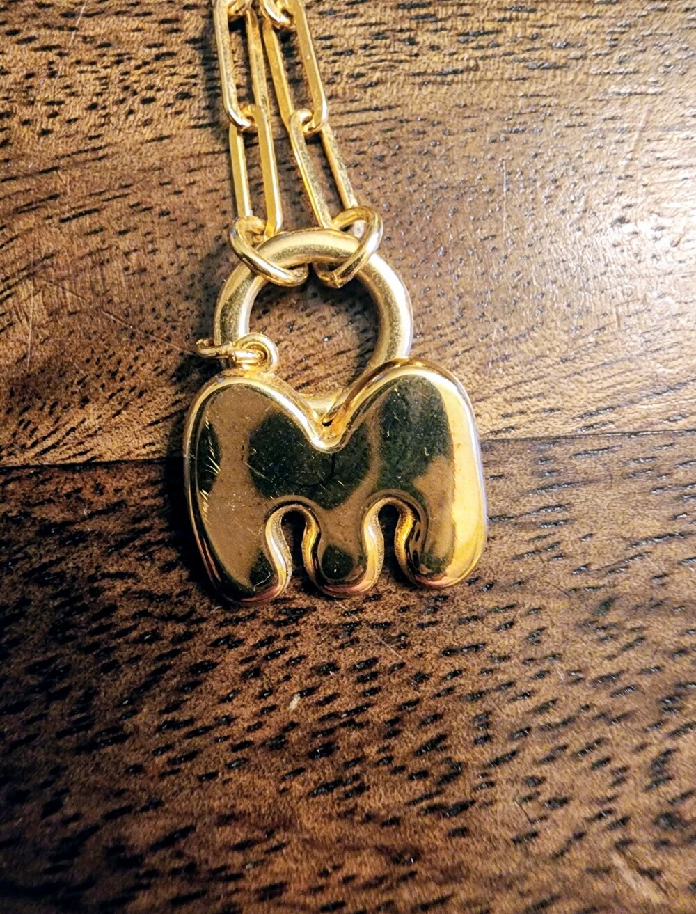 Oak & Luna Gold Plated Bubble 'M' Initial Pendant Necklace